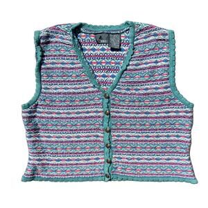 Early 90s Multicolor Cropped Knit Vest